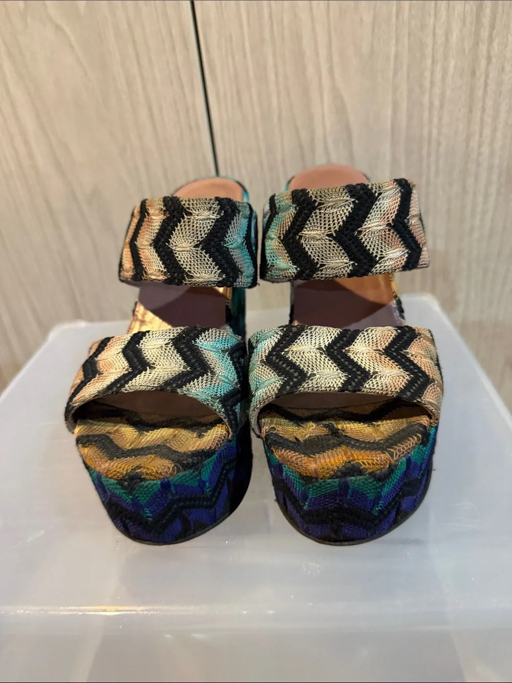 Missoni Multicolor Chevron Woven Platform Sandal